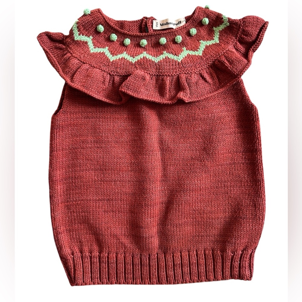 NWT. Misha and Puff Zigzag Ruffle Tank, Cocoa Bean, Size 5-6y.